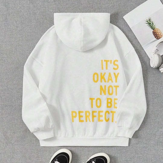 Juviane | Hoodie Femme avec Imprimé "It's Okay Not To Be Perfect" au Dos - Veste à Capuche Unicolore