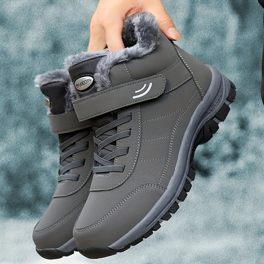 Bathilde | Bottes d’Hiver Unisex, Chaussures Chaudes Cheville avec Lacets et Fermeture Velcro