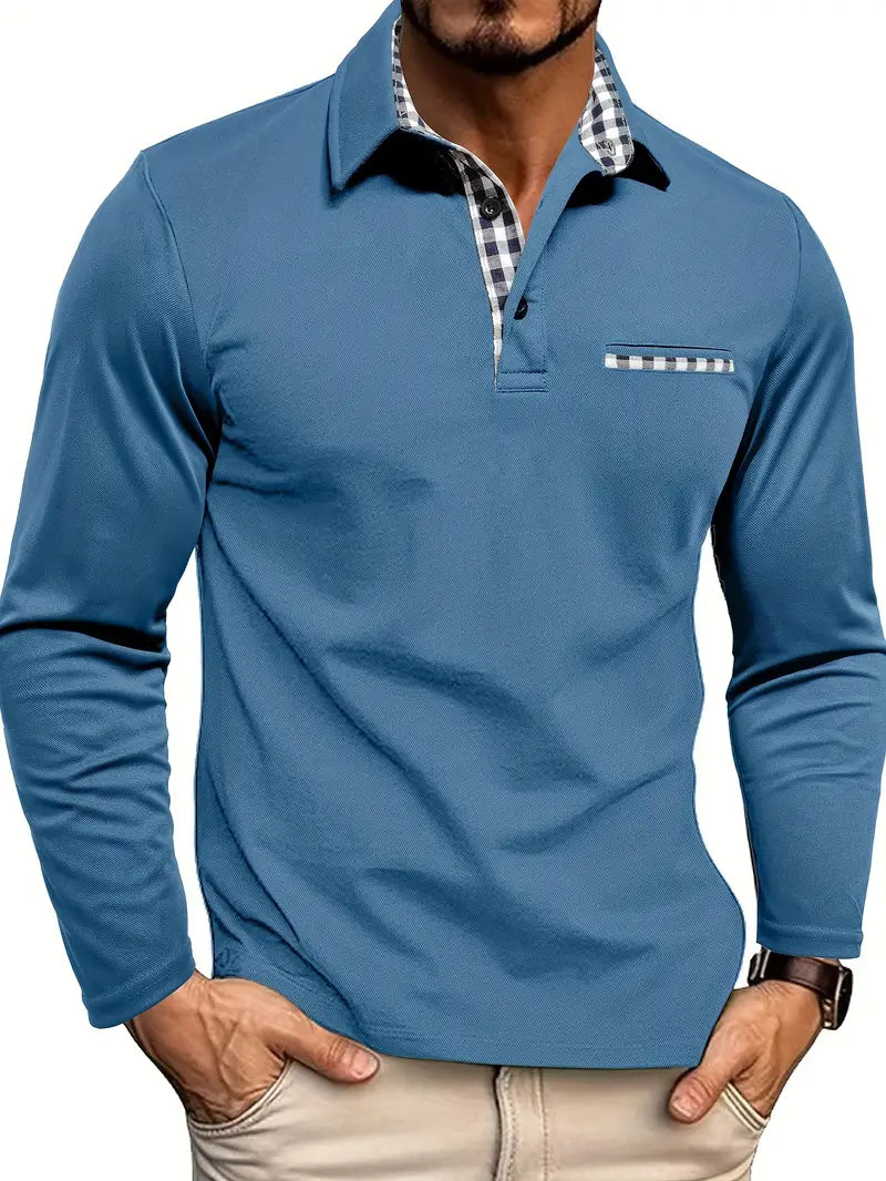 Longsleeve Polo Homme | Polo à Manches Longues avec Détails Contrastés & Coupe Moderne