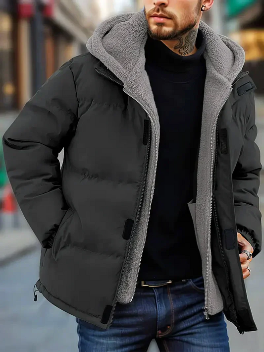 Harvion | Doudoune Homme Hiver à Capuche, Imperméable, Doublure Polaire, Ourlet Ajustable, Style Outdoor