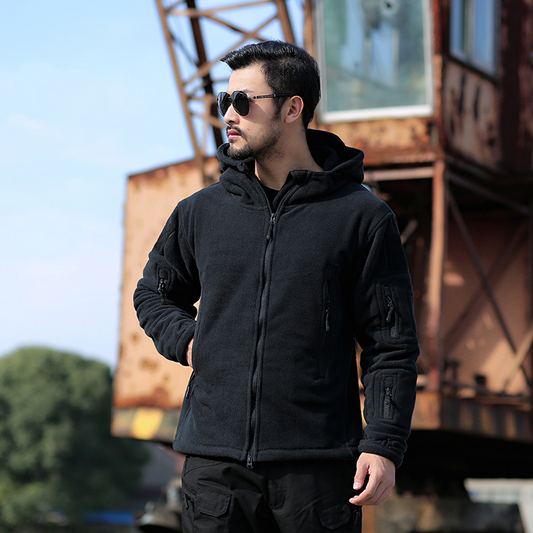 Clavien – Veste Homme Décontractée en Polaire, Capuche, Fermeture Zippée Intégrale et Poches Multiples