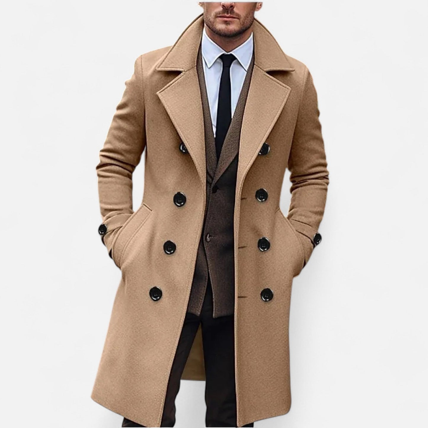 Manteau Homme Structuré avec Col Classique – Élégant, Confortable & Polyvalent