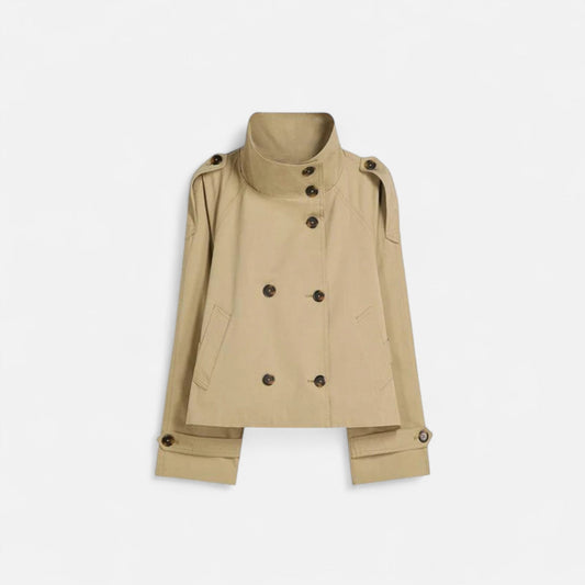 Veste Courte Femme Élégante avec Col Montant & Ceinture — Chic, Structurée & Flat flattering