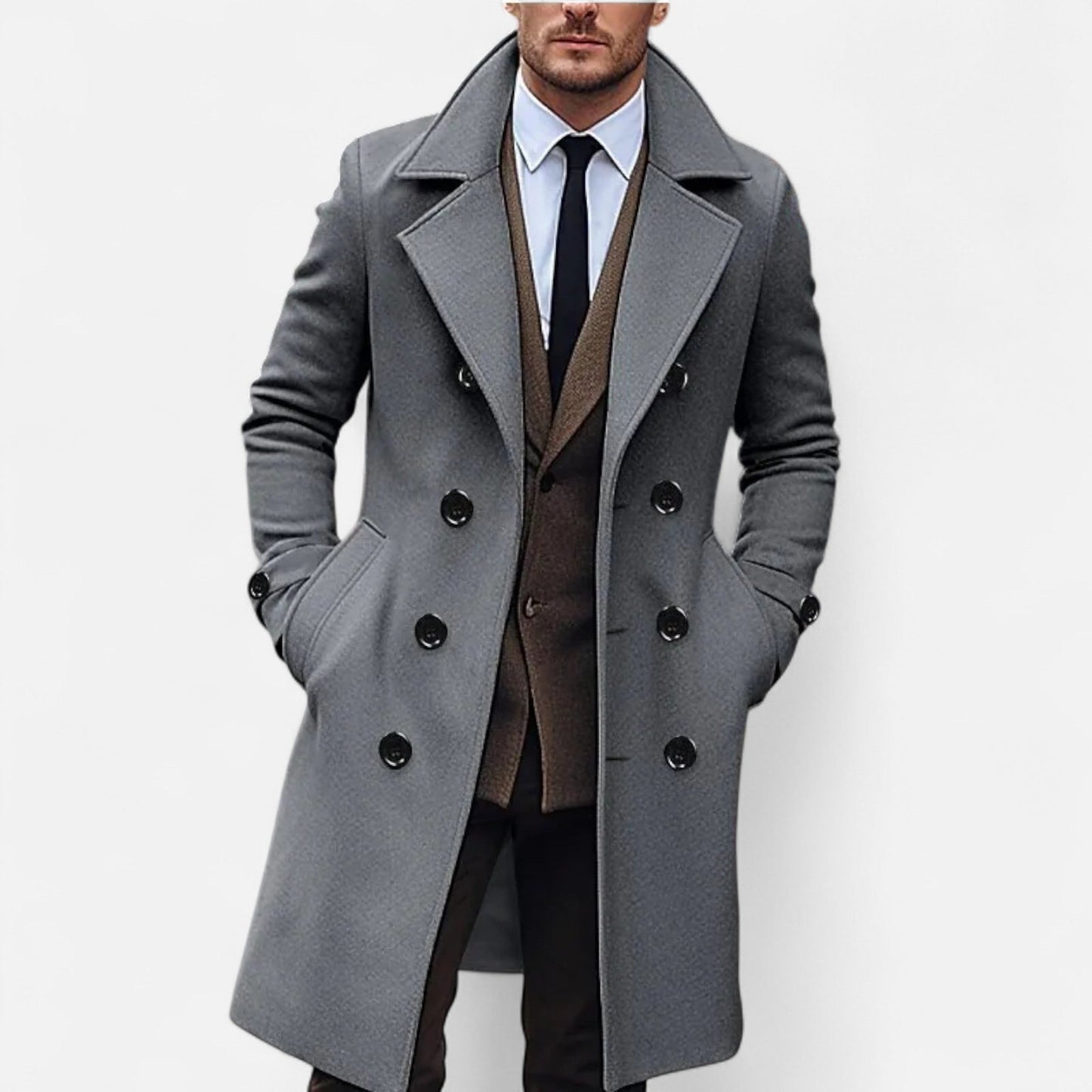 Manteau Homme Structuré avec Col Classique – Élégant, Confortable & Polyvalent