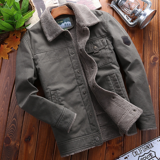 Jorvan | Veste Homme Col à Revers en Coton Mélangé, Doublure Peluche, Fermeture Boutons, Coupe Regular