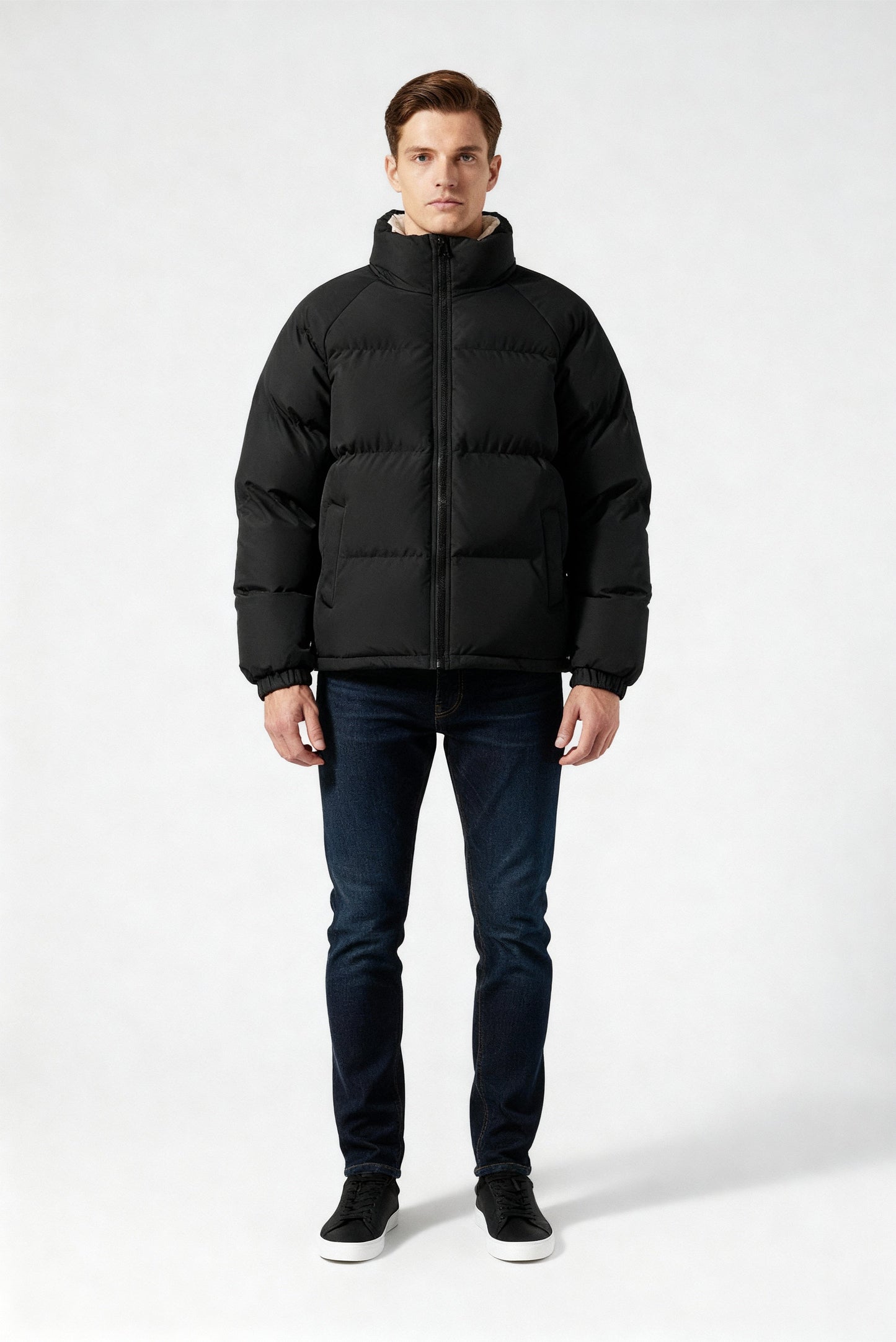 Veste matelassée doublée polaire avec capuche pour hommes