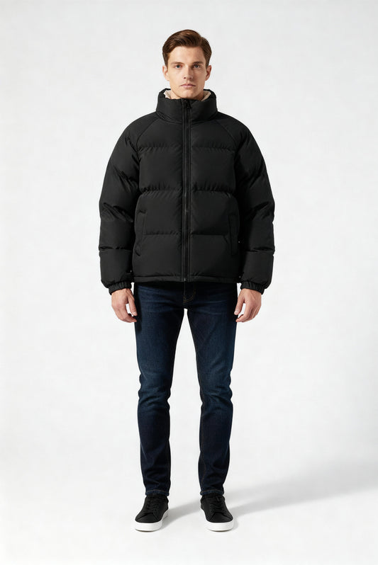 Veste matelassée doublée polaire avec capuche pour hommes