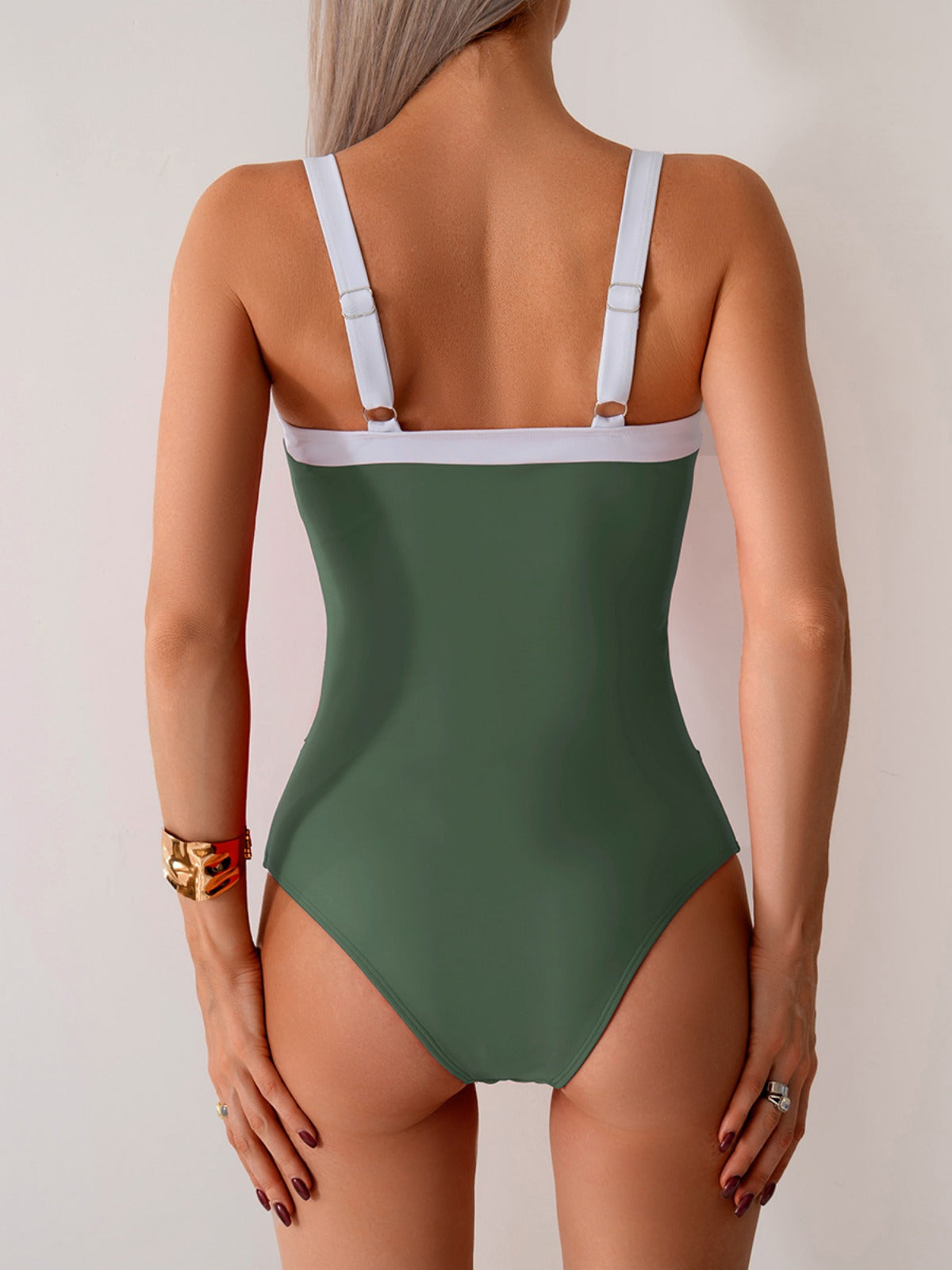 Séraphine | Maillot de Bain 1 Pièce Femme Sexy – Couleur Unie avec Accents Blancs