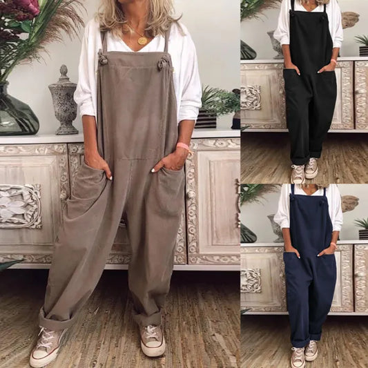 Brisande | Combinaison Femme Sans Manches à Jambe Large, Coupe Ample en Coton & Lin