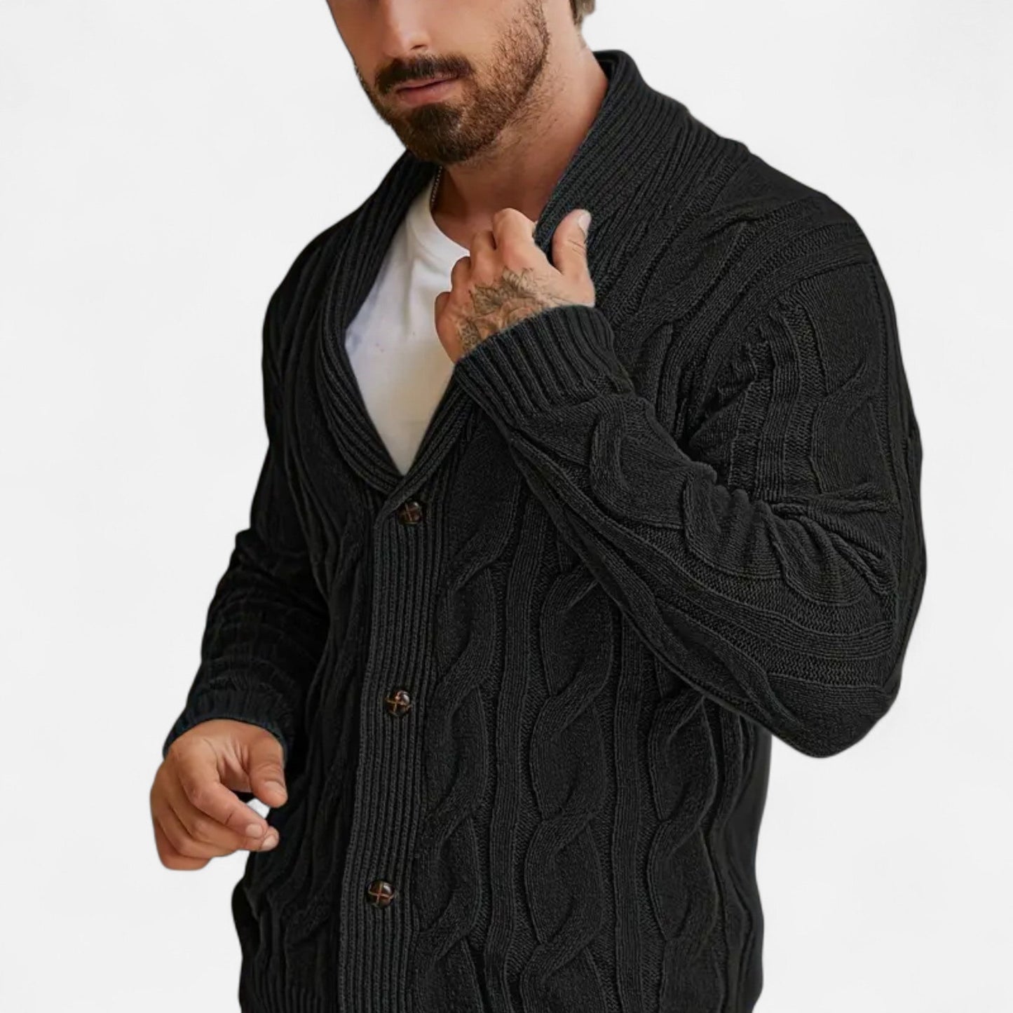 Beau | Cardigan Homme Tricot Texturé à Boutons pour Style Classique et Confort