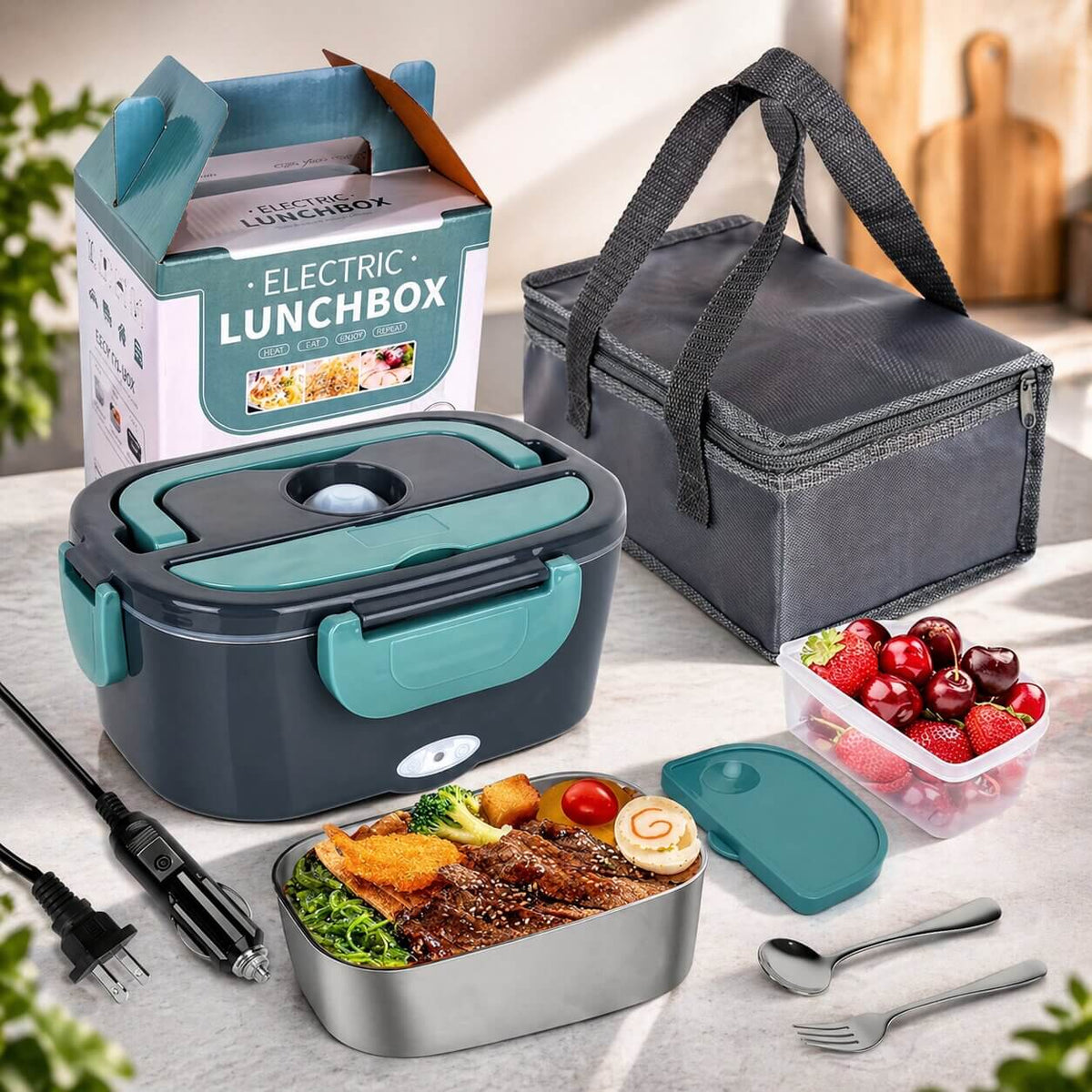 WarmBento™ | Elektrische Lunchbox mit Edelstahl-Innenbehälter und Heizfunktion