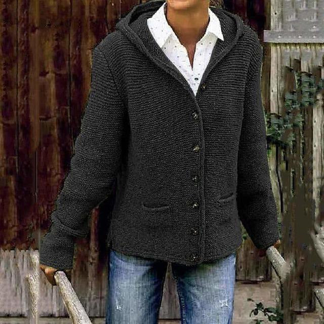 Agnès | Cardigan à Capuche Boutonné avec Poches pour Femme