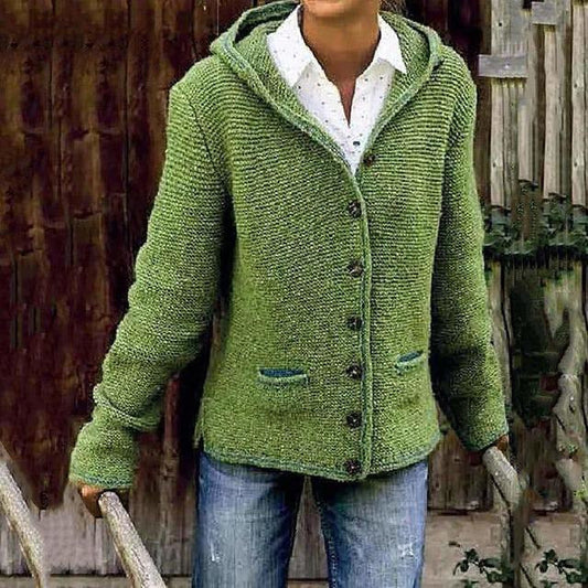 Agnès | Cardigan à Capuche Boutonné avec Poches pour Femme