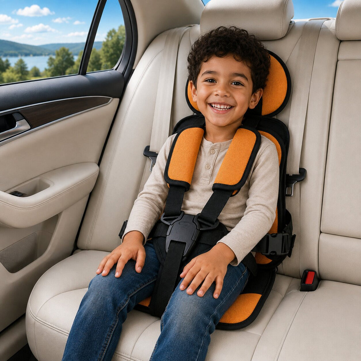 ReiseKompakt™ | Faltbarer Kindersitz fürs Auto mit abnehmbarem Bezug