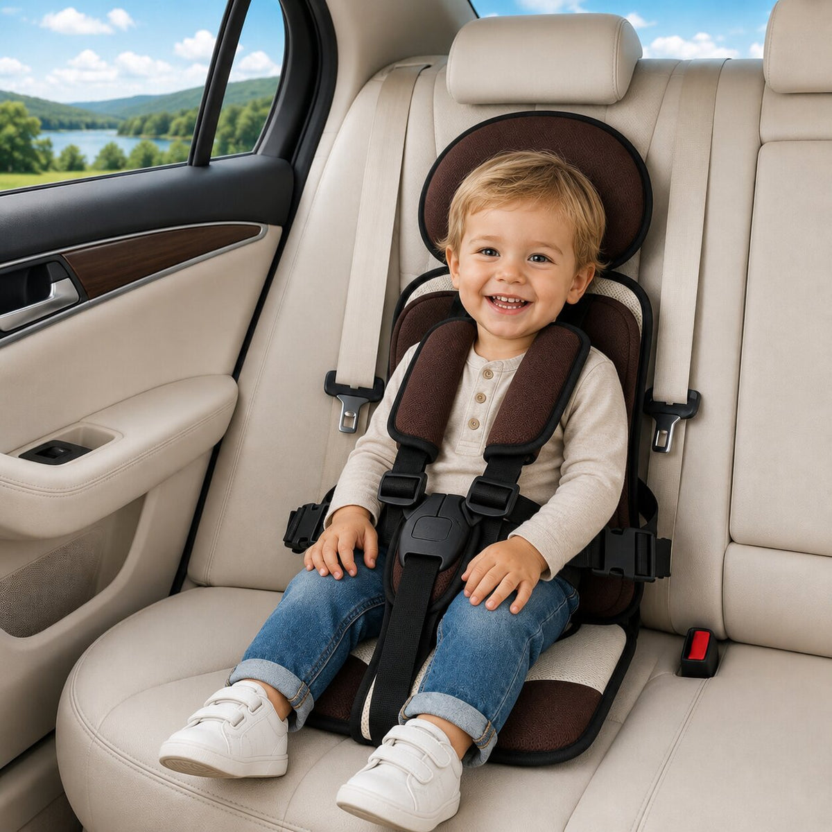 ReiseKompakt™ | Faltbarer Kindersitz fürs Auto mit abnehmbarem Bezug
