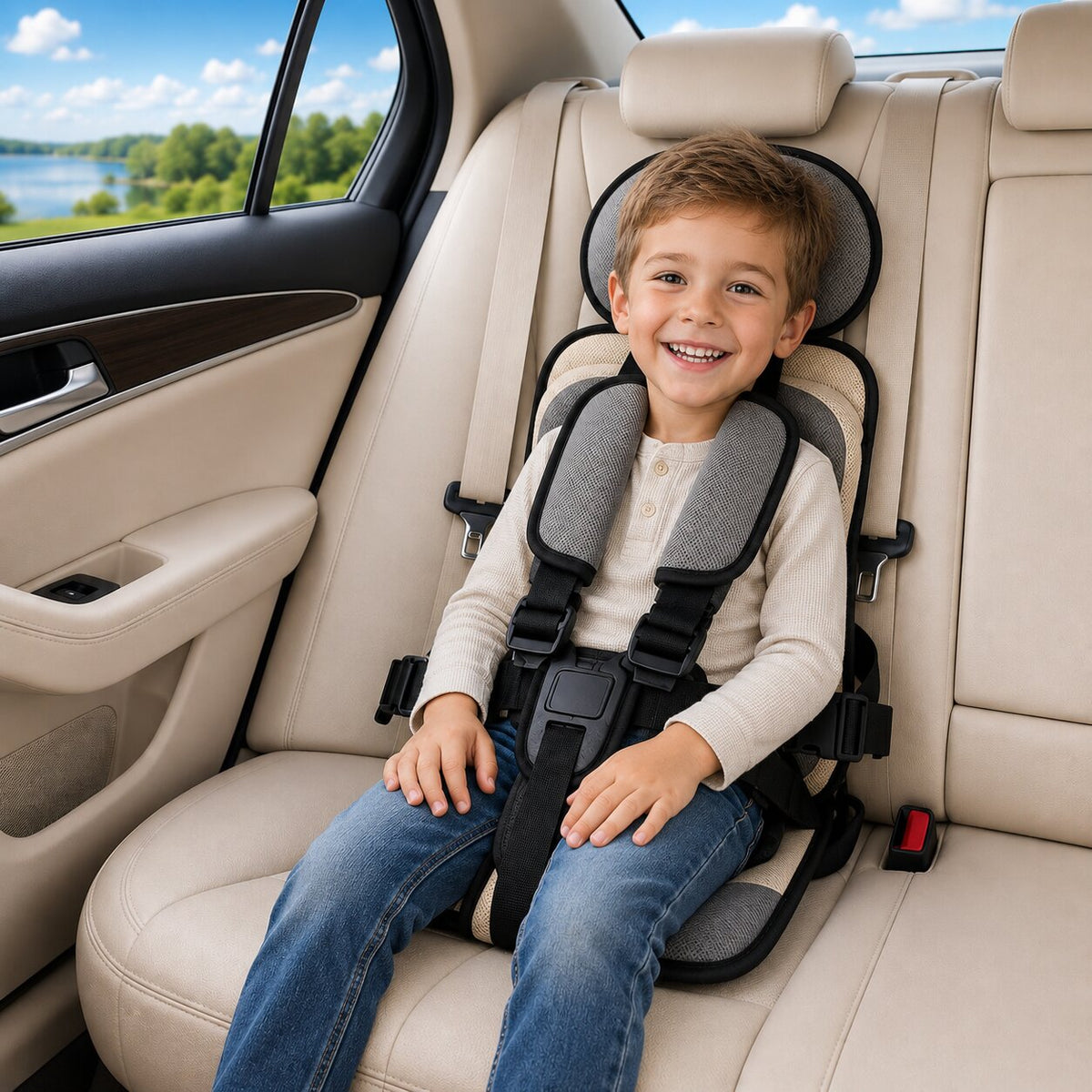 ReiseKompakt™ | Faltbarer Kindersitz fürs Auto mit abnehmbarem Bezug