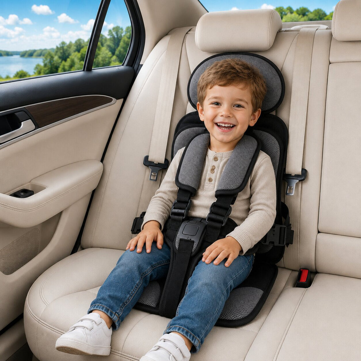 ReiseKompakt™ | Faltbarer Kindersitz fürs Auto mit abnehmbarem Bezug