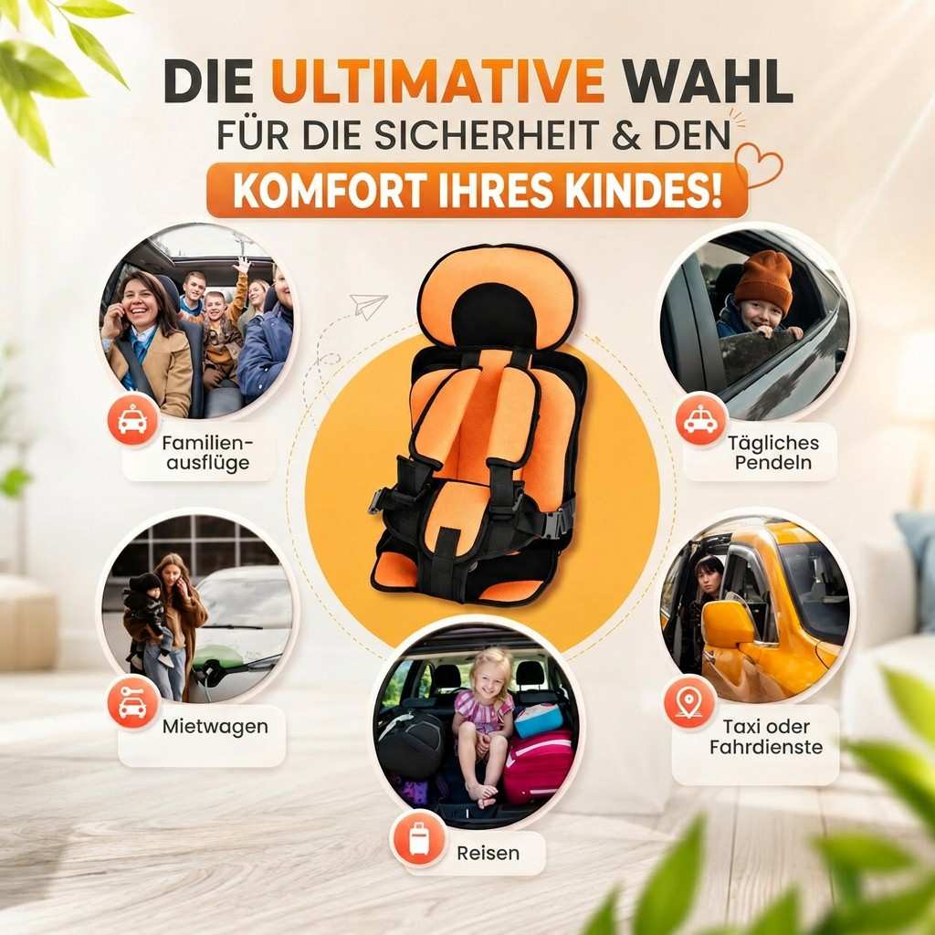 ReiseKompakt™ | Faltbarer Kindersitz fürs Auto mit abnehmbarem Bezug