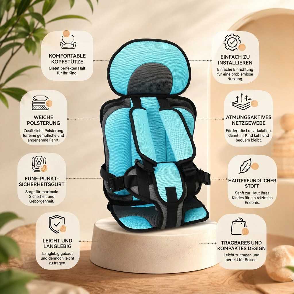 ReiseKompakt™ | Faltbarer Kindersitz fürs Auto mit abnehmbarem Bezug
