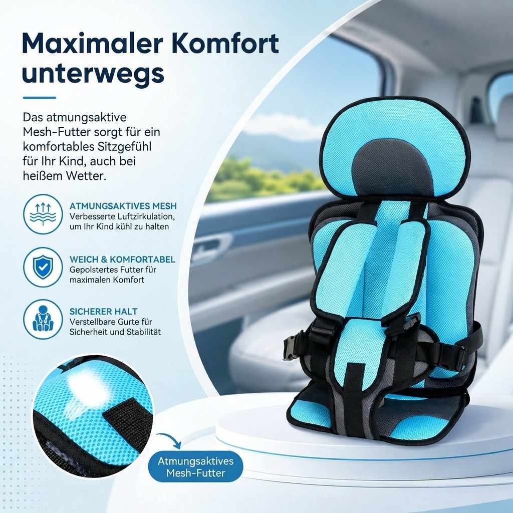 ReiseKompakt™ | Faltbarer Kindersitz fürs Auto mit abnehmbarem Bezug