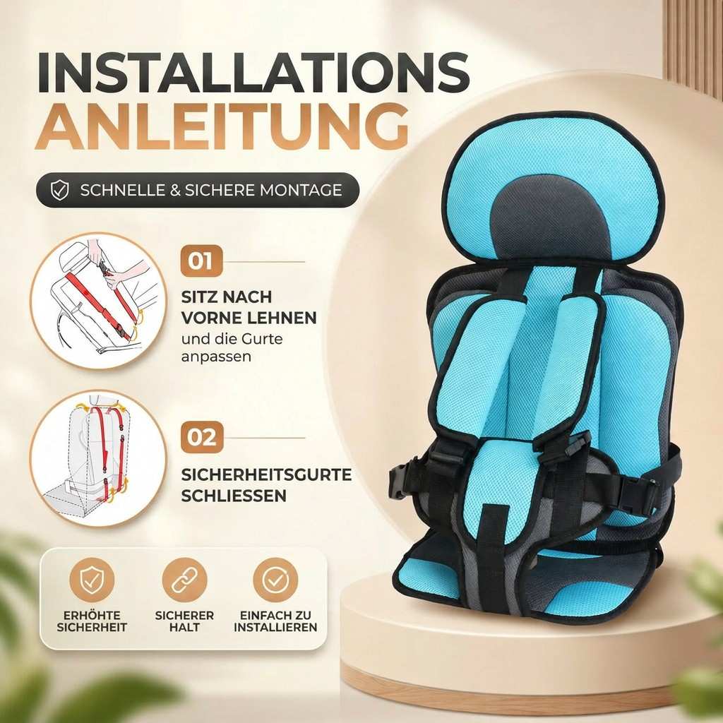 ReiseKompakt™ | Faltbarer Kindersitz fürs Auto mit abnehmbarem Bezug