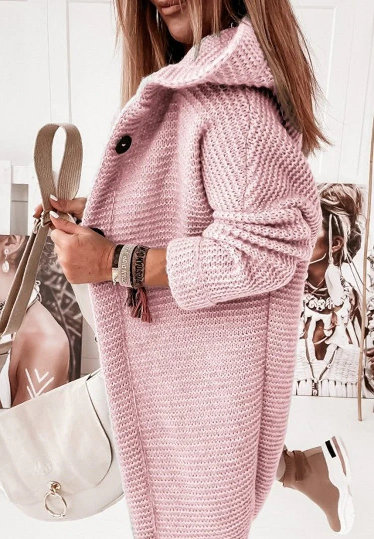 Cardigan Femme à Capuche | Tricot Long avec Boutons Chaud et Stylé