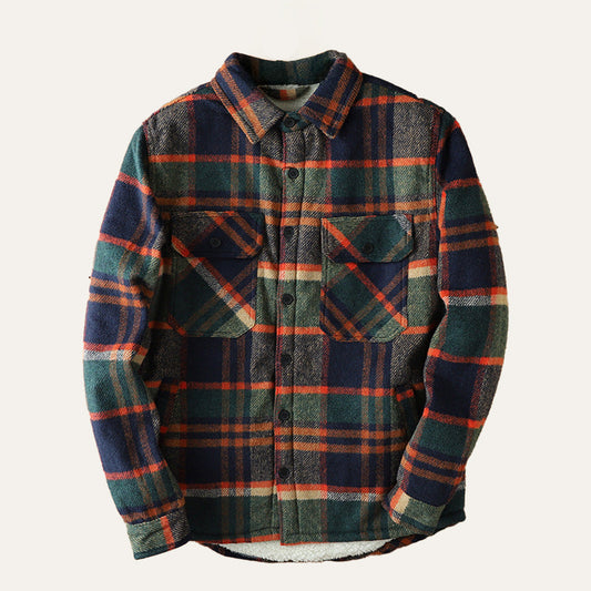 Outdoor Chemise Homme à Carreaux en Flanelle Doublée Polaire, Surchemise Chaude et Confortable
