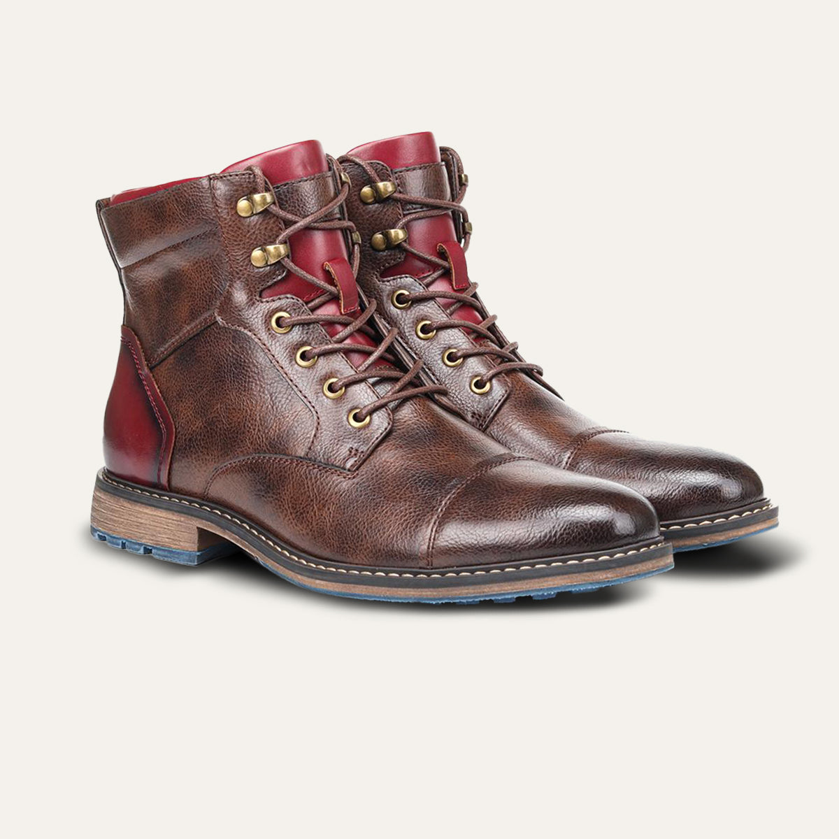 Manchester Bottines Homme en Cuir Synthétique Vintage, Semelle Antidérapante et Coutures Renforcées