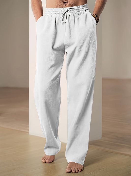 Morris | Pantalon en Lin Homme – Taille Élastique avec Cordon, Confort Respirant et Style Décontracté