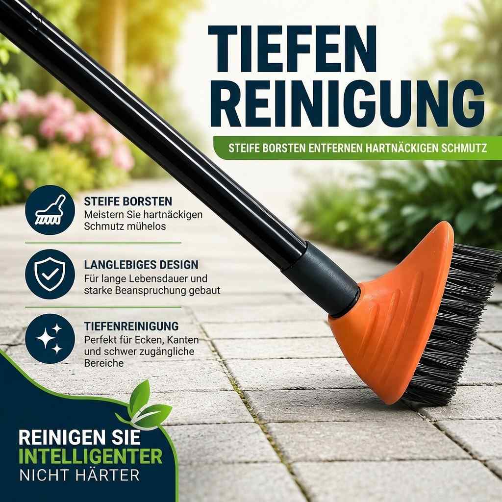 FugenElys™ | 3-in-1 Fugenbürste mit Teleskopstiel und Stahlborsten