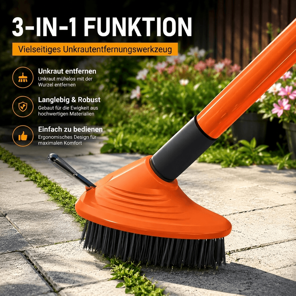FugenElys™ | 3-in-1 Fugenbürste mit Teleskopstiel und Stahlborsten