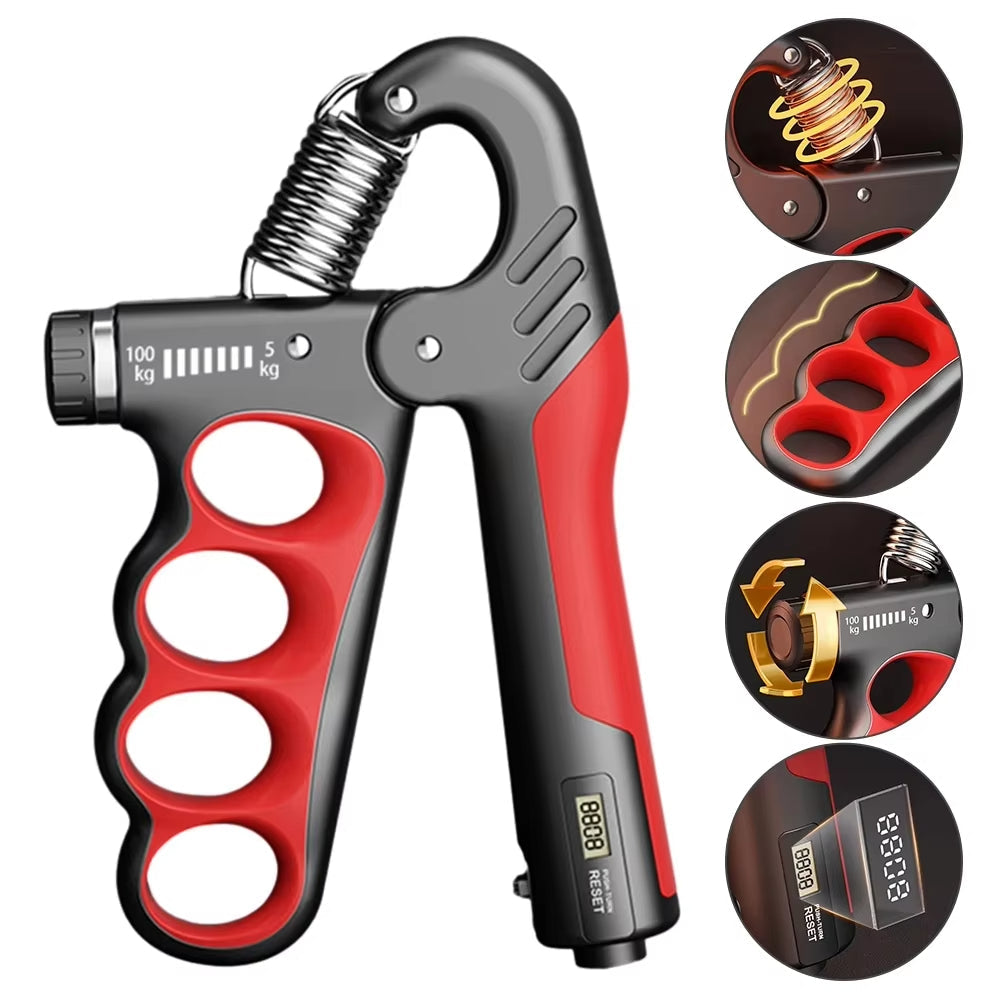 GripForge™ | Einstellbarer Handtrainer bis 100 kg mit Wiederholungszähler