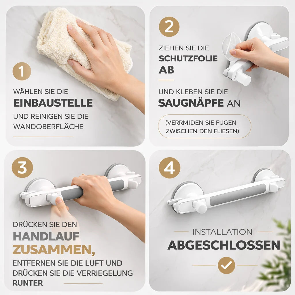 SuctionSure™ | Badezimmer-Haltegriff mit Saugnapf und Verriegelungsanzeige