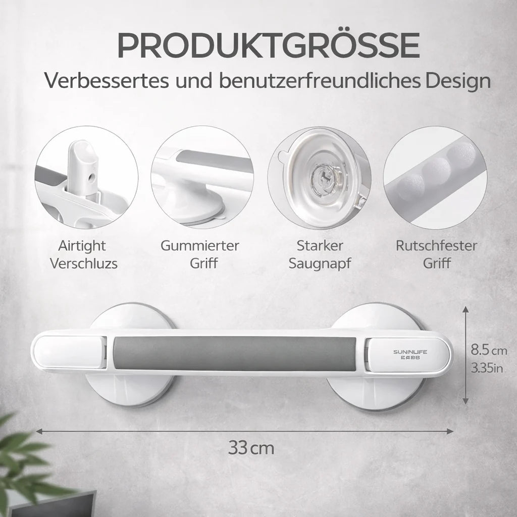 SuctionSure™ | Badezimmer-Haltegriff mit Saugnapf und Verriegelungsanzeige