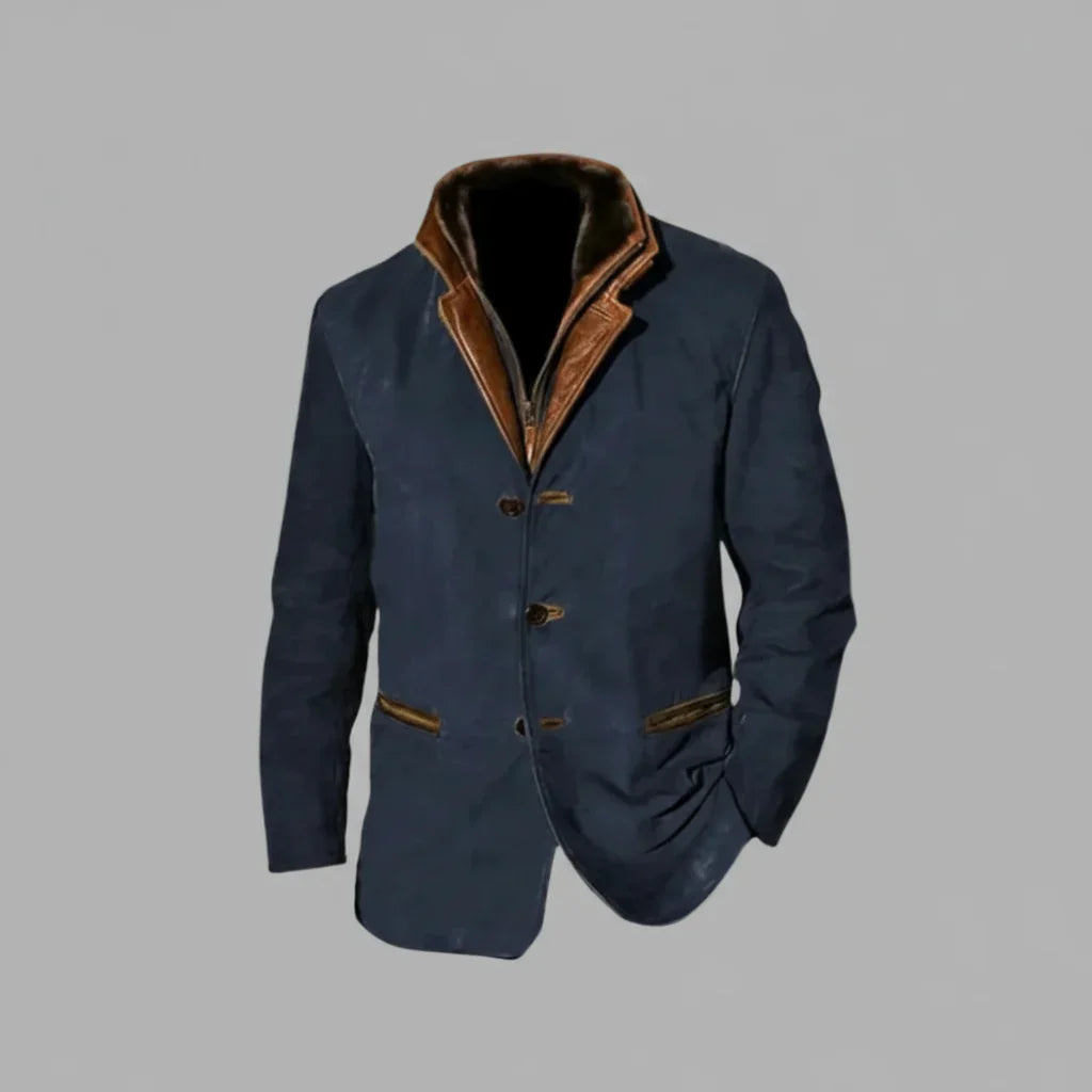 Tobias | Veste Homme Style Vintage en Cuir Boutonnée | Travail de Qualité et Usage Quotidien