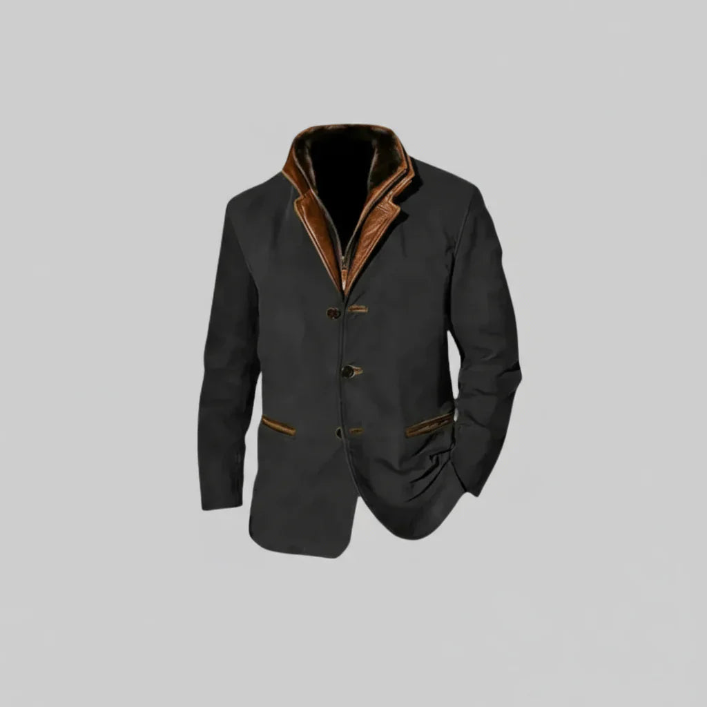 Tobias | Veste Homme Style Vintage en Cuir Boutonnée | Travail de Qualité et Usage Quotidien