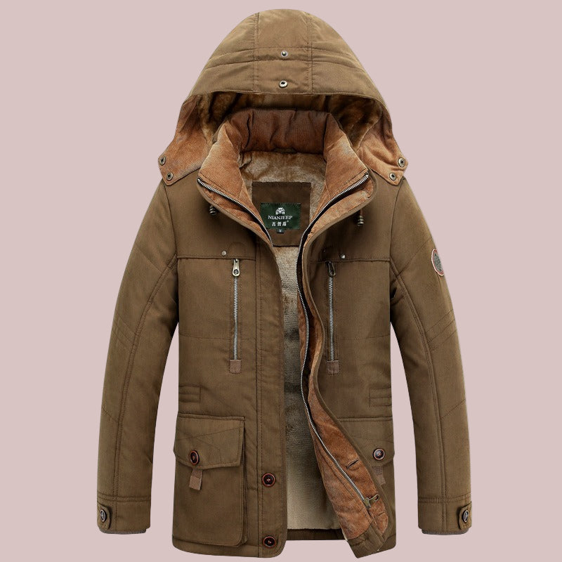 Kendrian | Parka Homme Mi-Longue Matelassée avec Capuche, Isolation Chaude et Multiples Poches