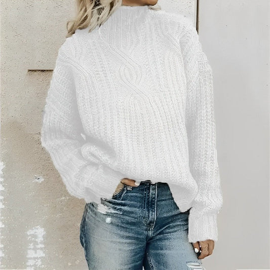 Delphirine | Pull femme en maille épaisse à col montant