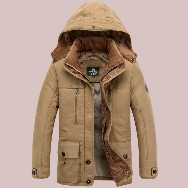 Kendrian | Parka Homme Mi-Longue Matelassée avec Capuche, Isolation Chaude et Multiples Poches