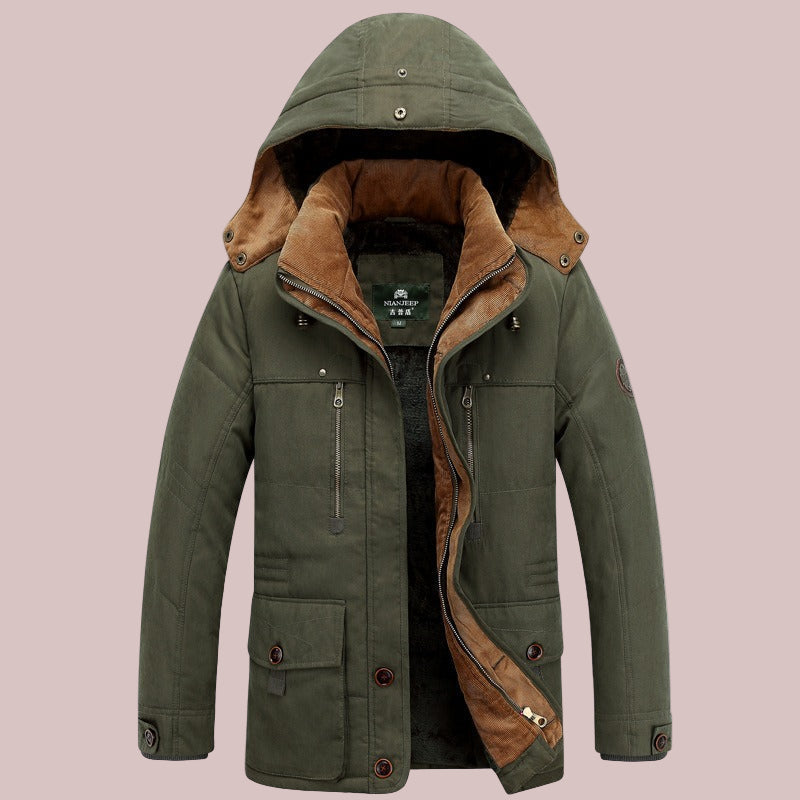 Kendrian | Parka Homme Mi-Longue Matelassée avec Capuche, Isolation Chaude et Multiples Poches