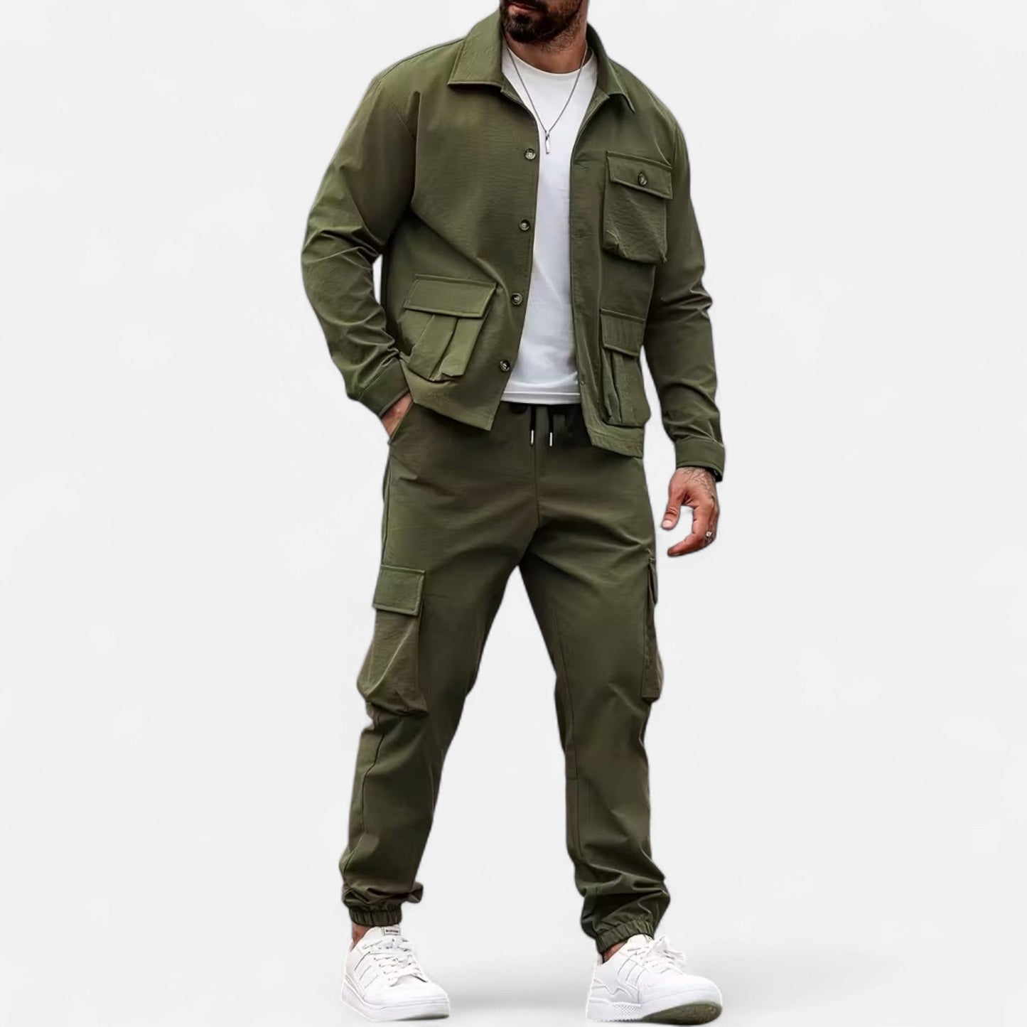 Ambrose | Ensemble Homme Casual Workwear à Poches Multiples avec Jogger à Taille Ajustable