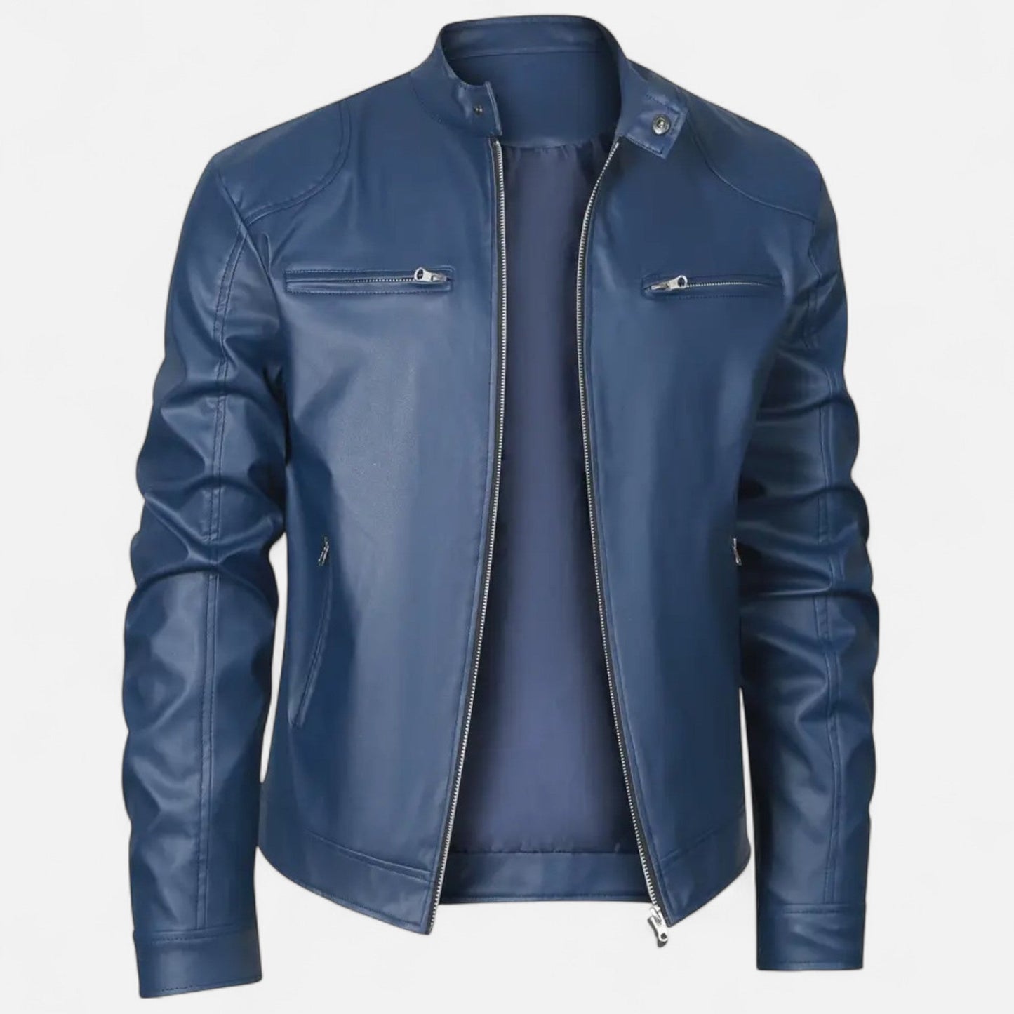 Alden | Veste Homme Style Moto Aspect Cuir avec Fermeture Zippée