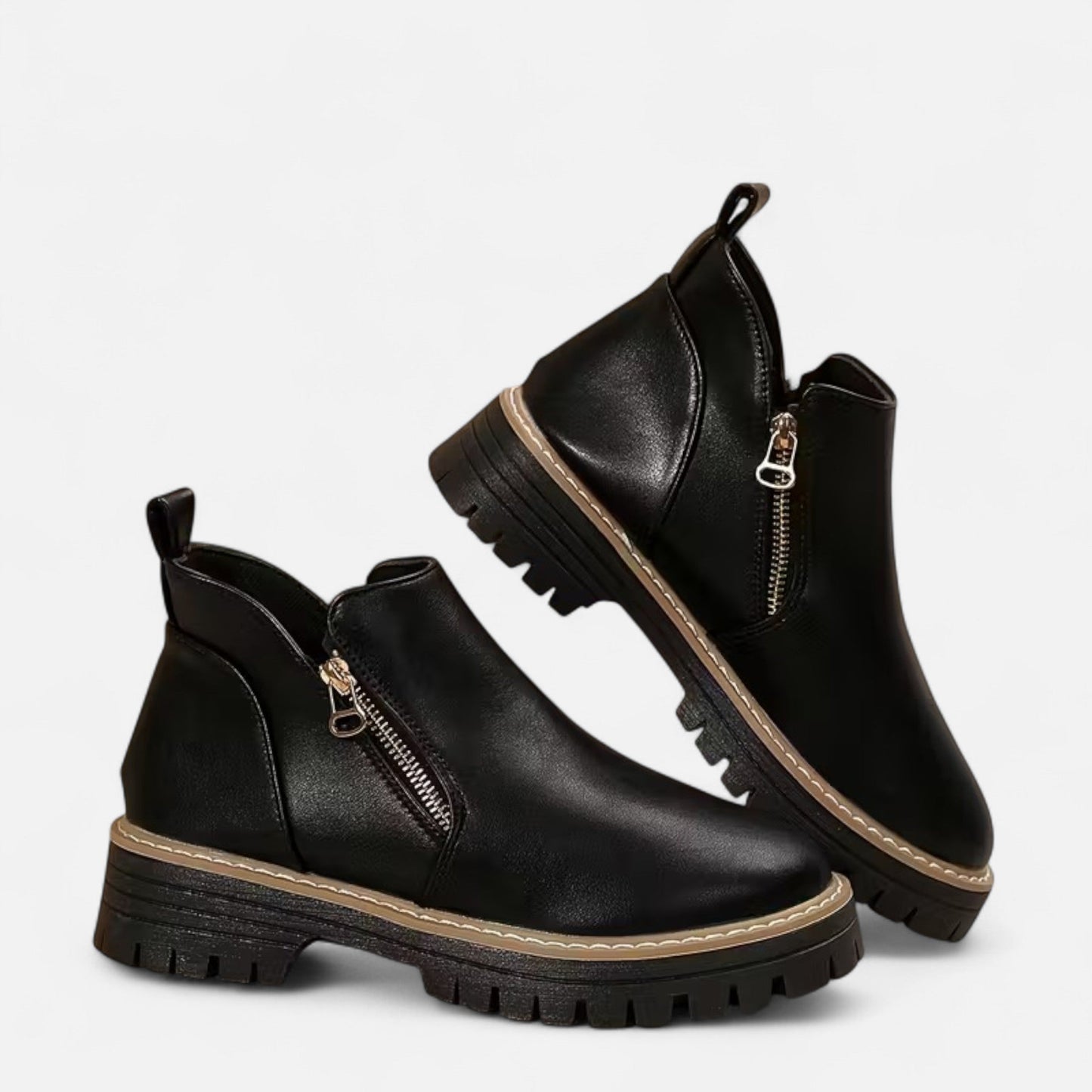 Laurélie | Bottines Femme à Semelle Épaisse avec Fermeture Éclair Latérale