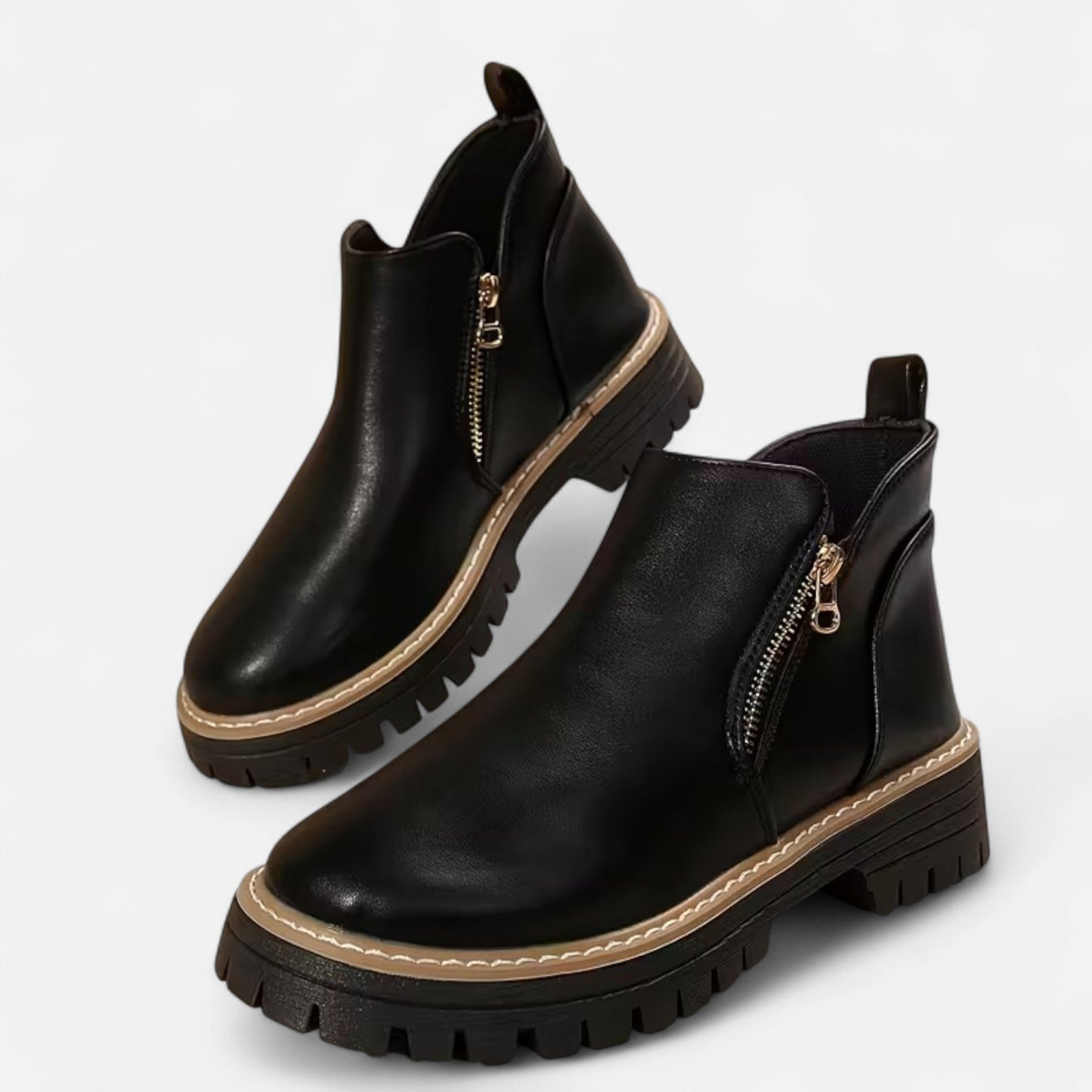 Laurélie | Bottines Femme à Semelle Épaisse avec Fermeture Éclair Latérale