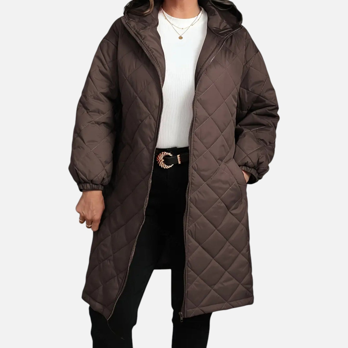 Malorie | Manteau Femme Matelassé à Capuche Automne Hiver Élégant