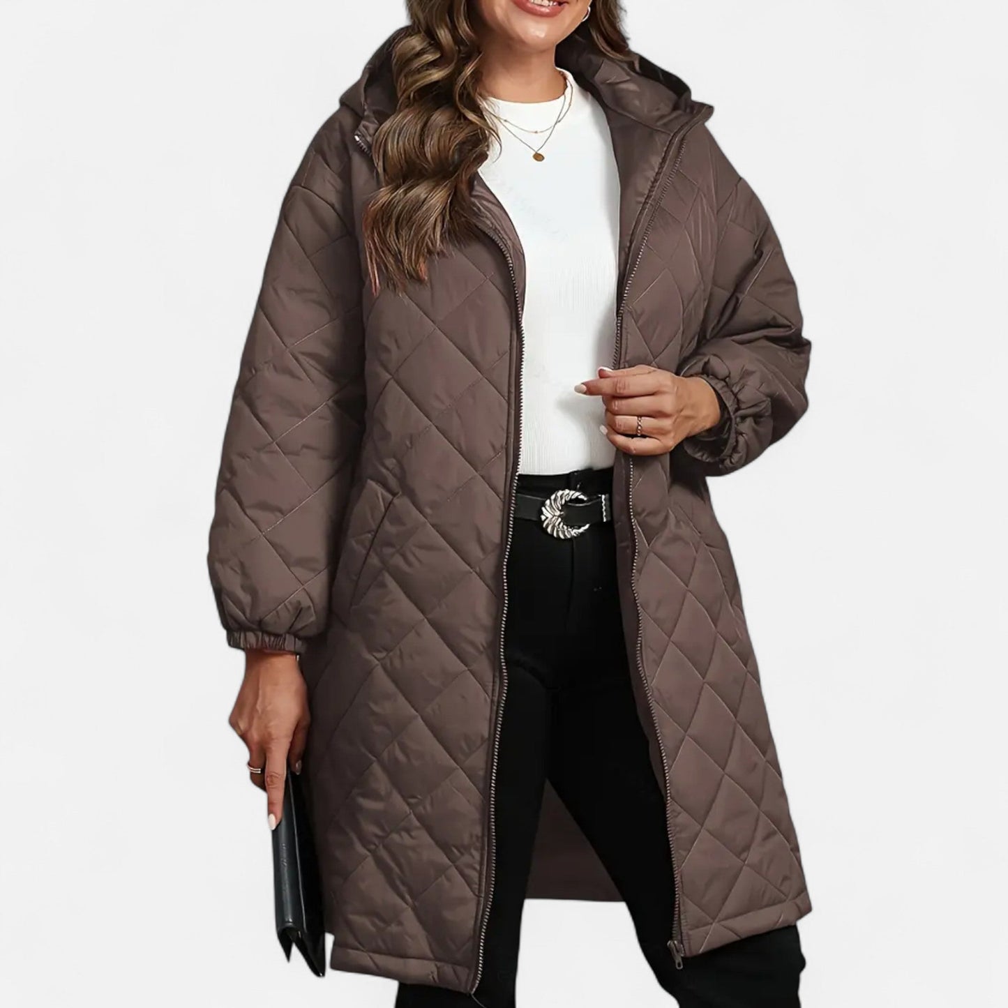 Malorie | Manteau Femme Matelassé à Capuche Automne Hiver Élégant