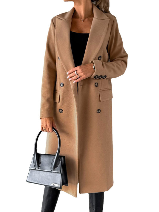 Blanquerose | Manteau long double-breasted à col tailleur pour femme