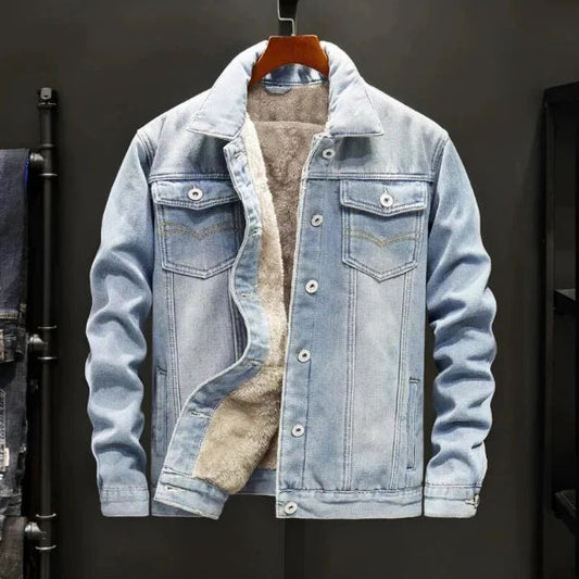 Marlowe | Veste Homme Denim Classique Relaxed Fit avec Doublure Sherpa & Fermeture Boutons