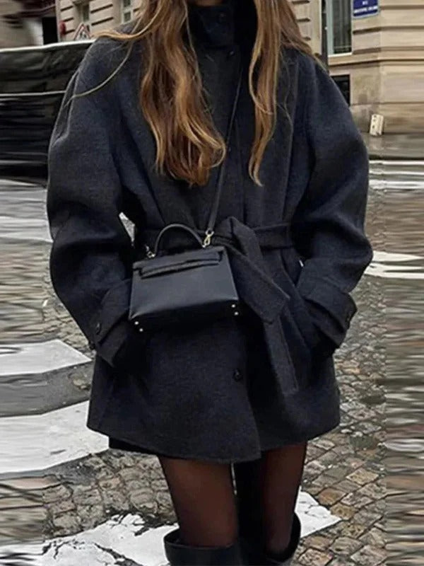 Manteau Court Chic Femme | Élégance Moderne & Taille Ajustable