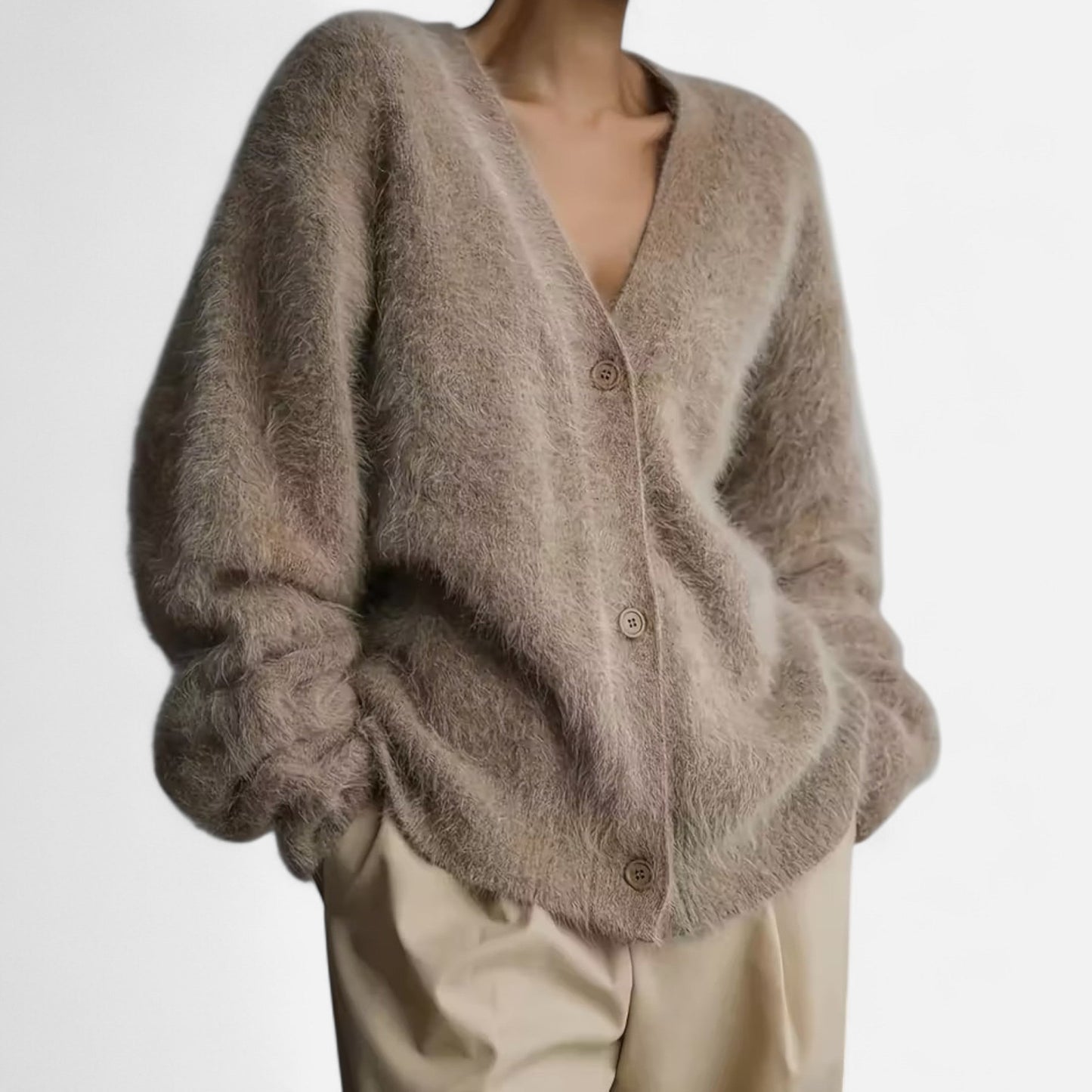 Lionella | Cardigan Femme Décontracté Boutonné Col V en Maille Douce